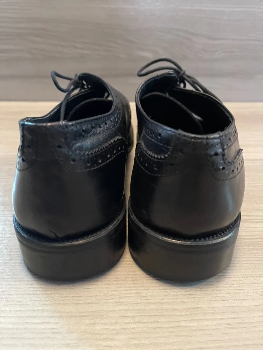 Via Dei Calzaiuoli Black Leather Wingtip Oxford Dress Shoes Made in Italy Sz 44